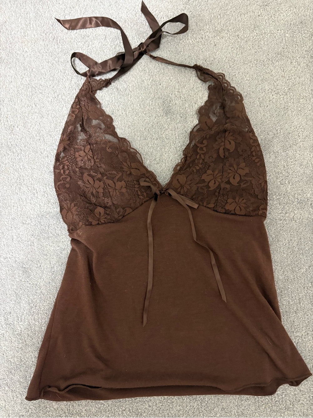Candie's Brown Lace Halter Chemise